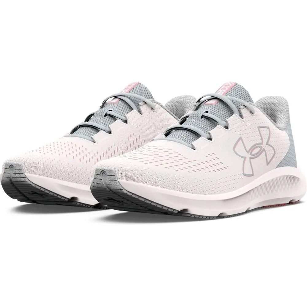 Under Armour Women`s Size 6.5 Charged Pursuit 3 Big Logo Shoes White - White