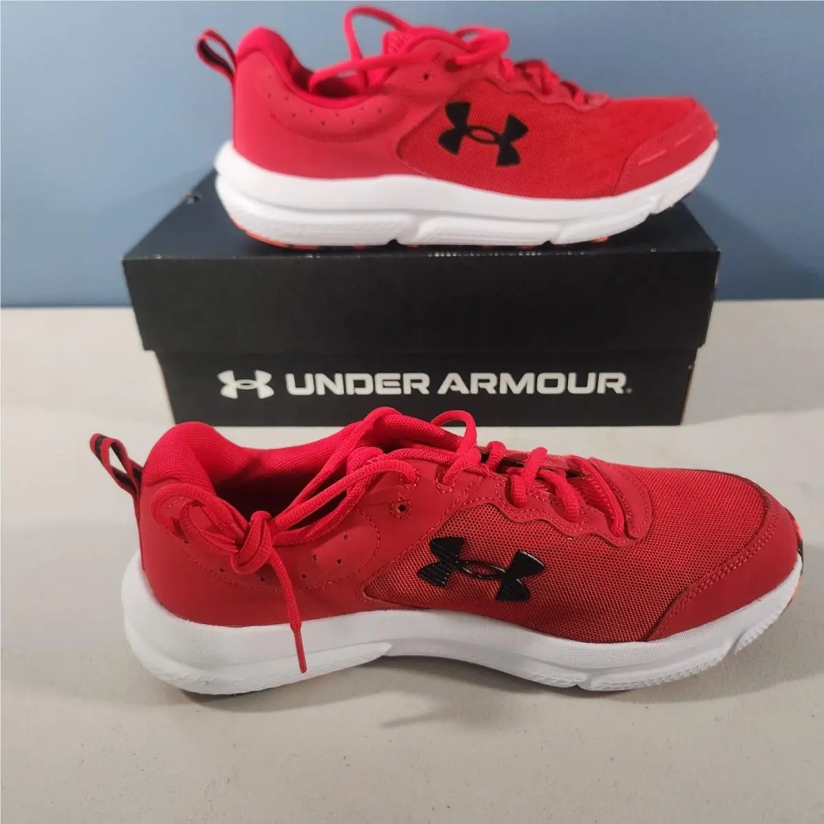 Under Armour Ua Charged Assert 10 Mens S-11.5 Red Training Running 3026175 - Red