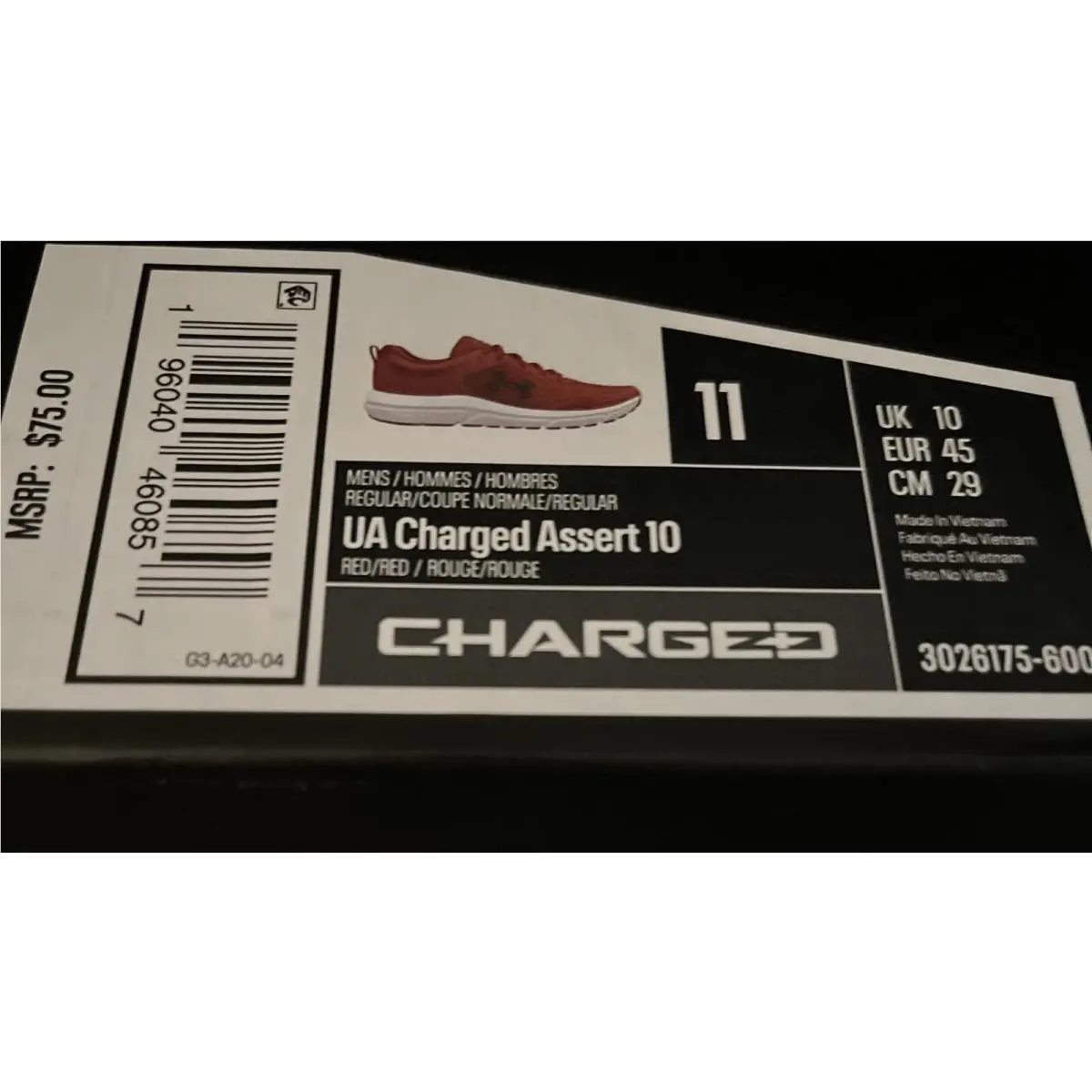 Under Armour shoes - Under Armour Charged Assert 10 - 3026175-600 - Red (UPC: 0196040460857) 3