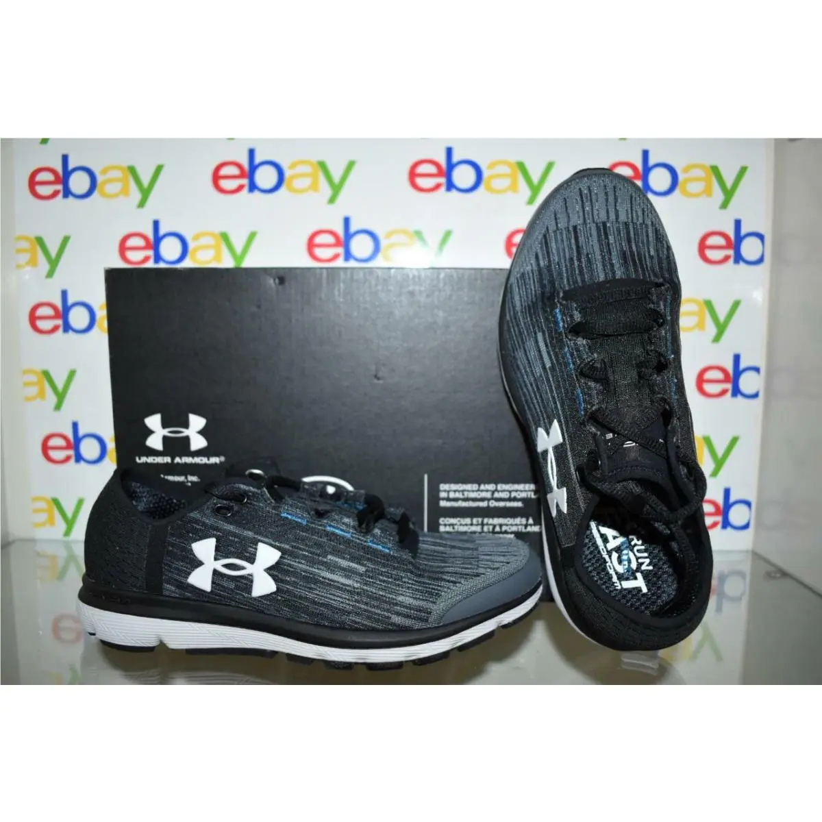 Under Armour Speedform Velociti GR Womens Running Shoes Black Gray Size 6.5