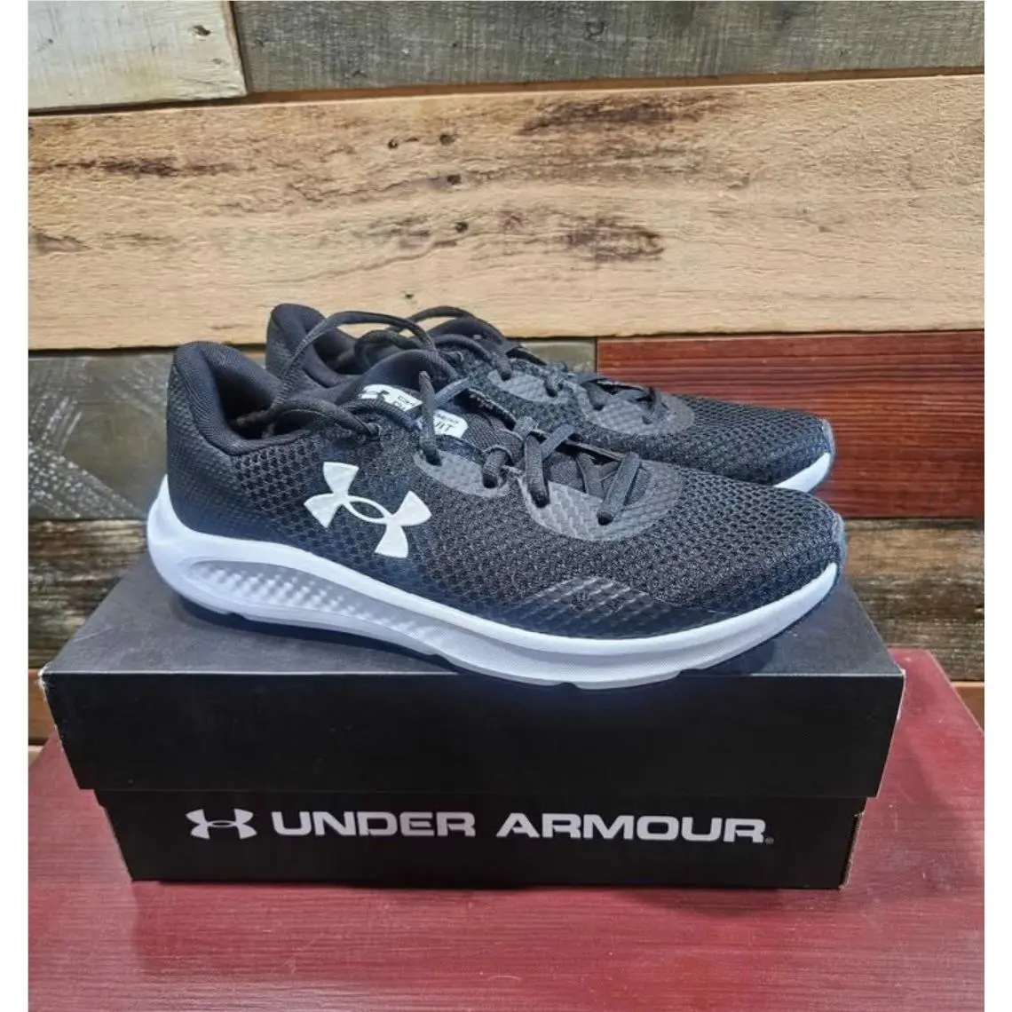 Size 10 - Under Armour Charged Pursuit 3 Black White W
