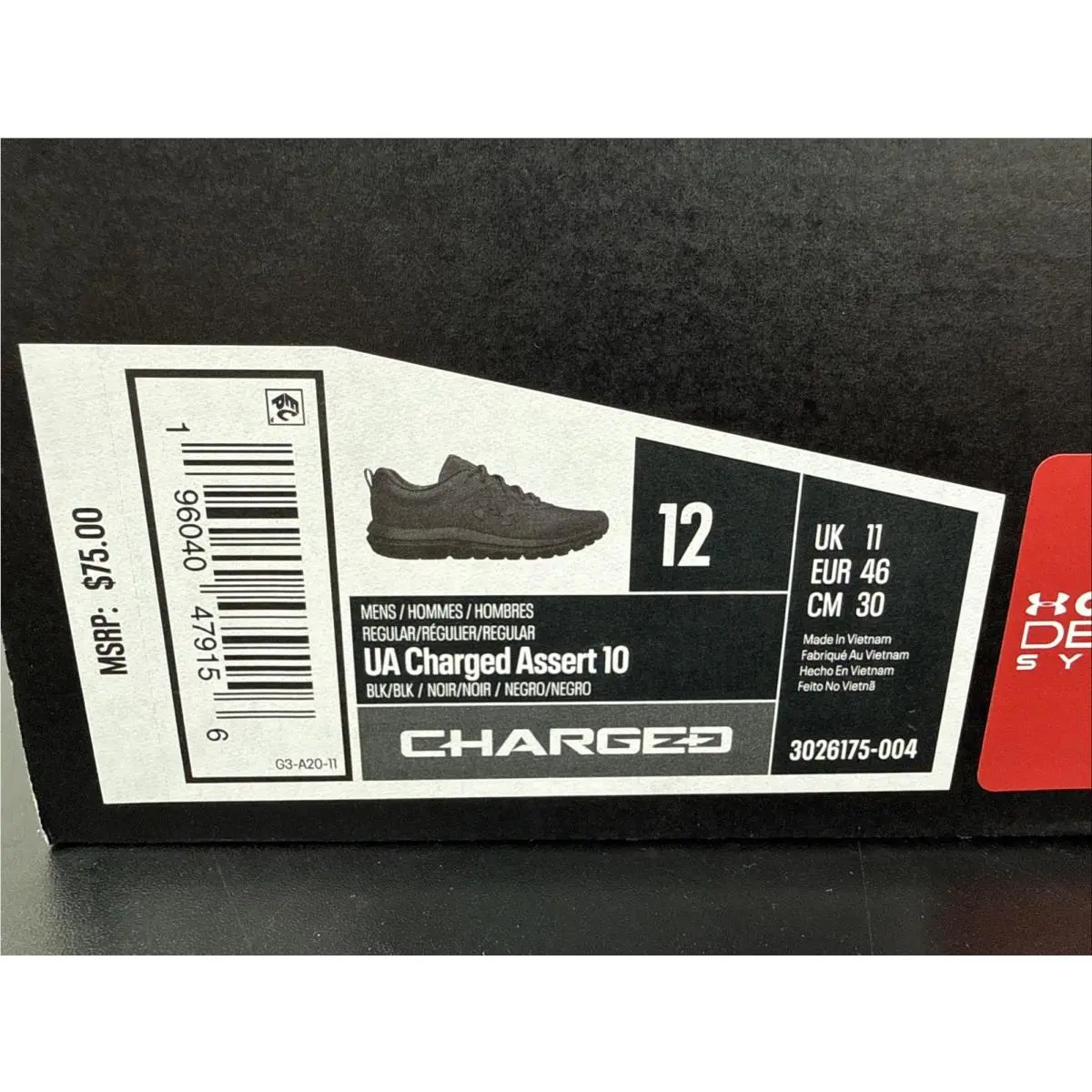 Under Armour shoes - Under Armour Charged Assert 10 - 3026175-004 - Black (UPC: 196040479156) 1