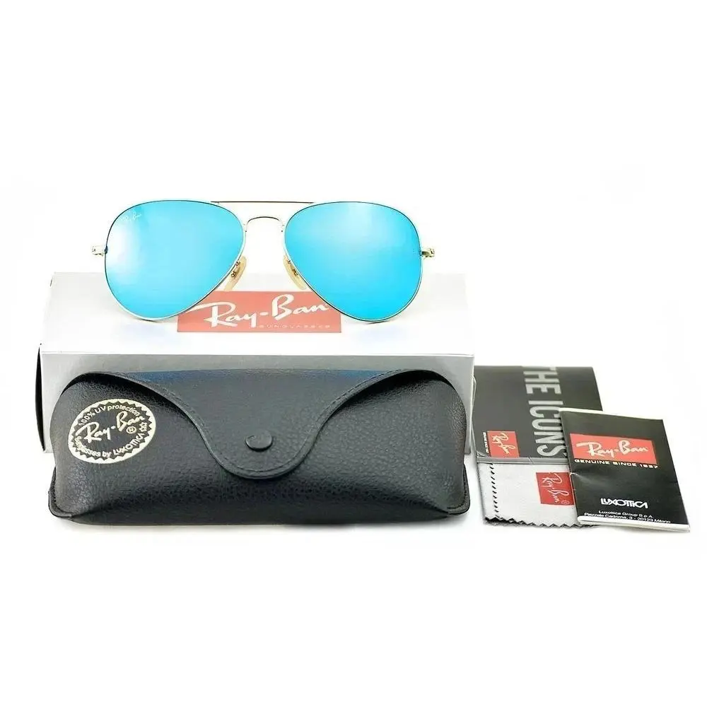 Ray-ban Sunglasses RB3025 Aviator Flash Gold Frame Blue Flash Lenses 58mm Unisex - Frame: Gold, Lens: Blue