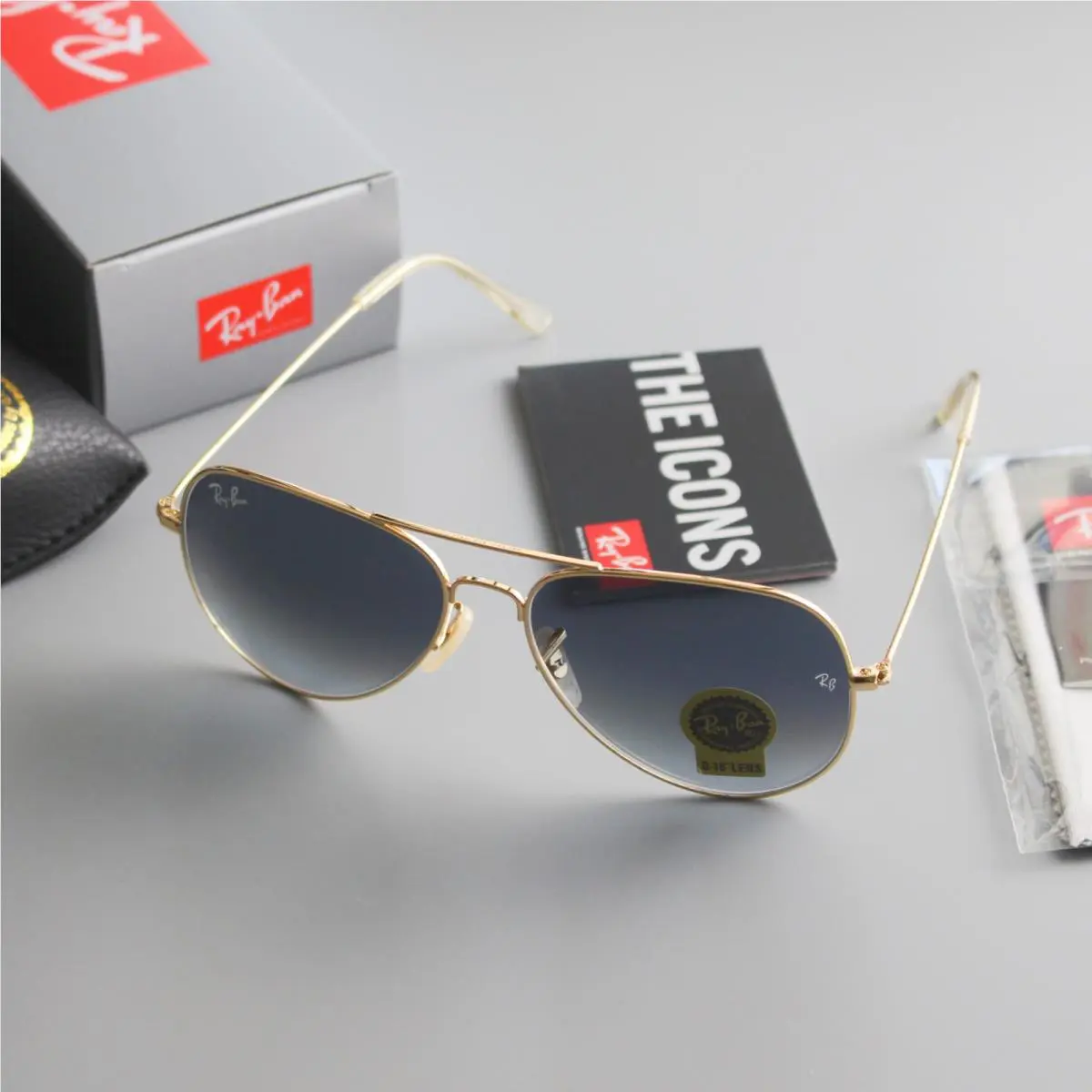 Ray-ban Sunglasses RB3025 Aviator Pilot Gold Frame Gradient Blue Lens 58-14 mm
