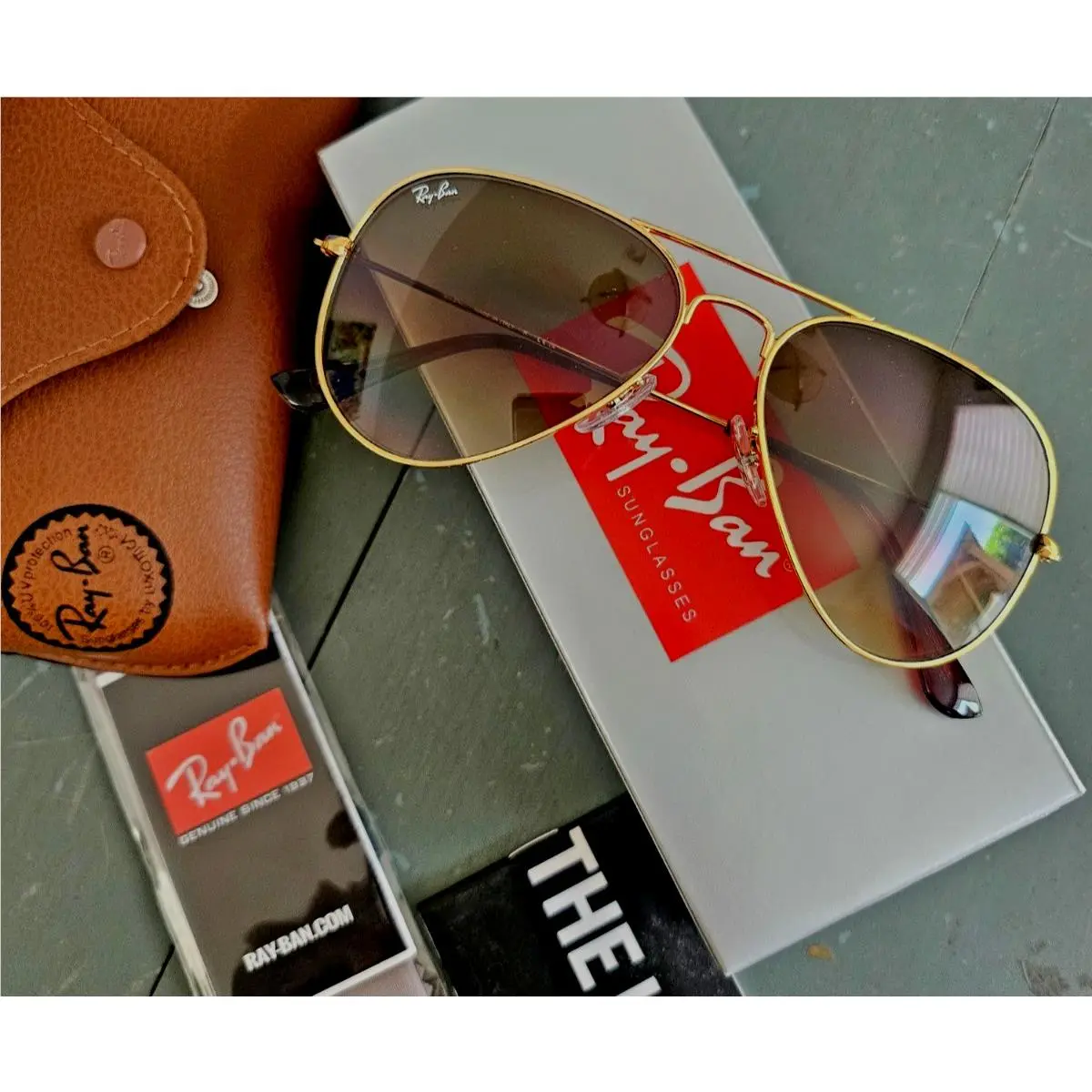 Ray-ban Sunglasses RB3025 Aviator Gradient Gold Frame Light Brown Lens 58mm US