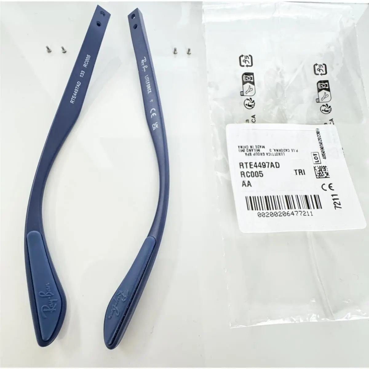 Ray Ban RB3737 RB3736 Liteforce Chromance Blue Replacement Temple Arms W/ Screws - Blue