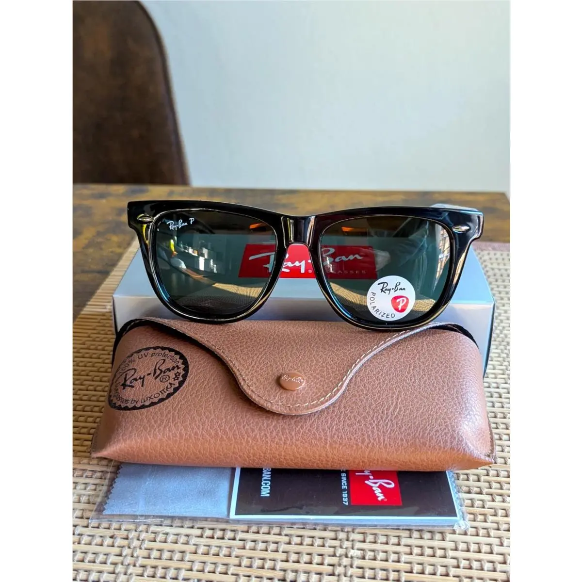 Ray-ban Polarized Wayfarer Polished Black Unisex RB2140