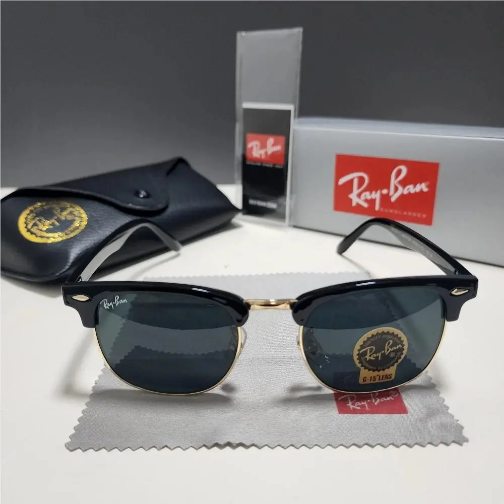 Ray-ban RB3016 Sunglasses Clubmaster Classic Black Frame Glass Gray Lens 51 mm - Frame: Black, Lens: Gray
