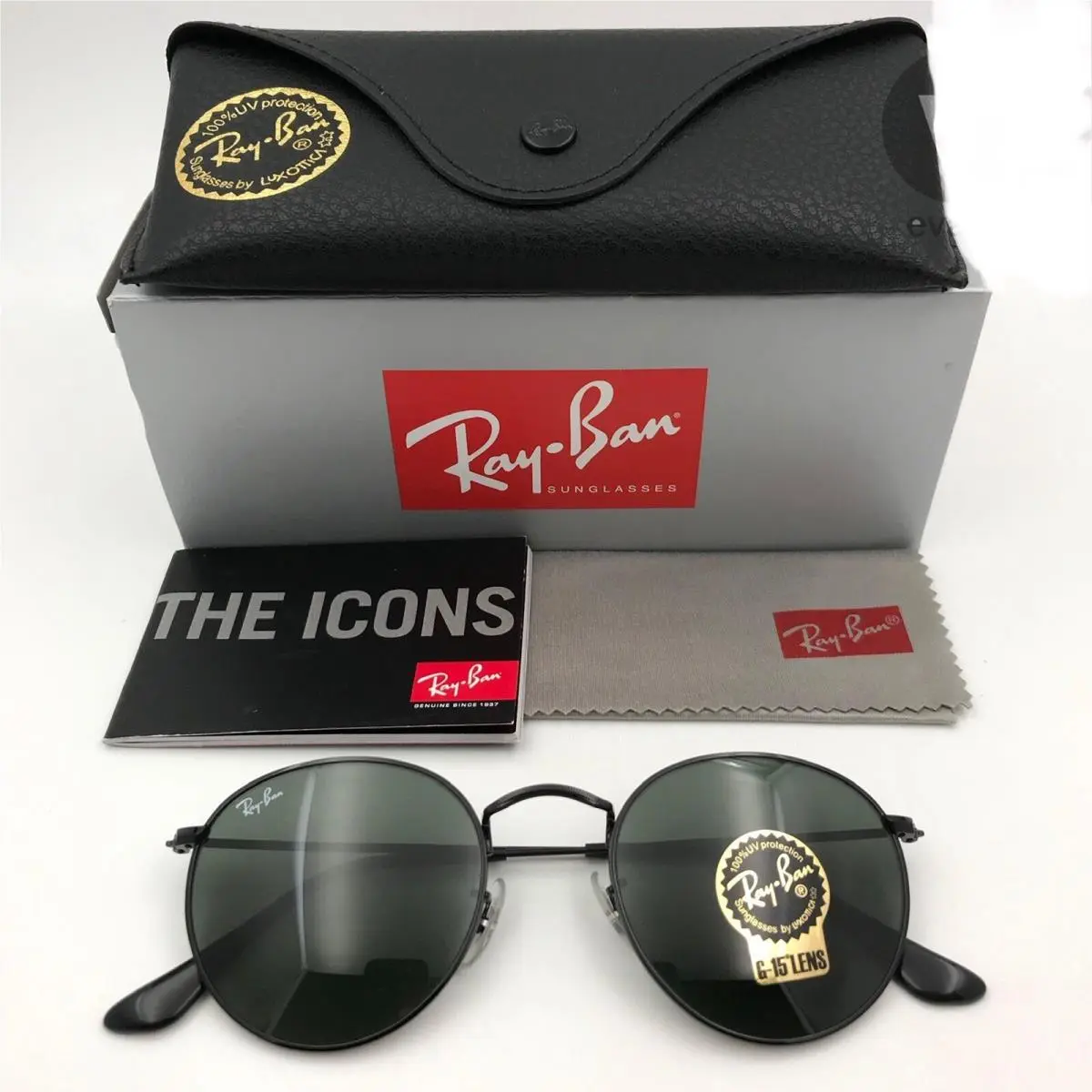 Ray-ban RB3447 Round Metal Green G15 Sunglasses by Ray-Ban