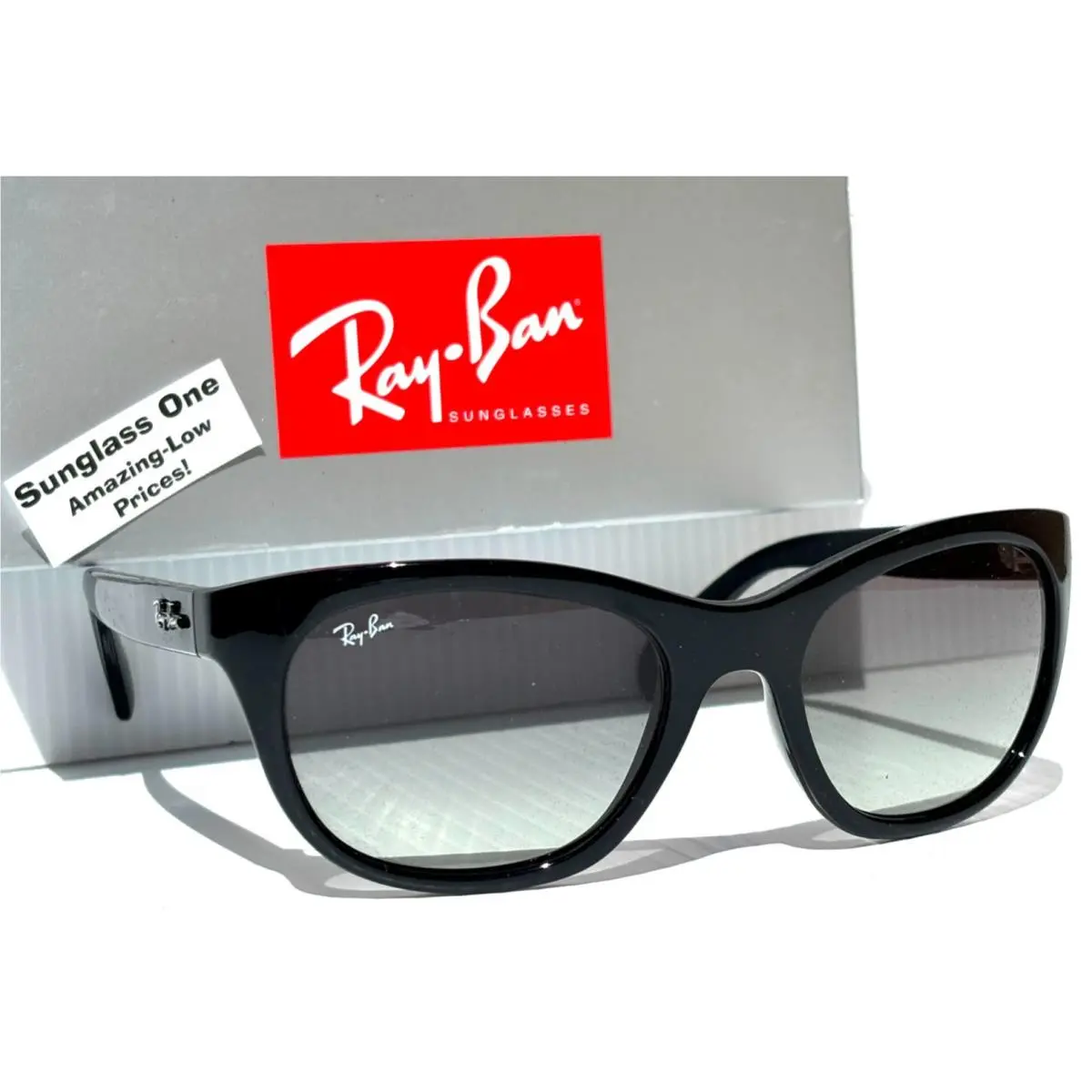 Ray Ban Shiny Black UV Protective Grey Lens Womans Sunglass RB4216 601/11 by Ray-Ban