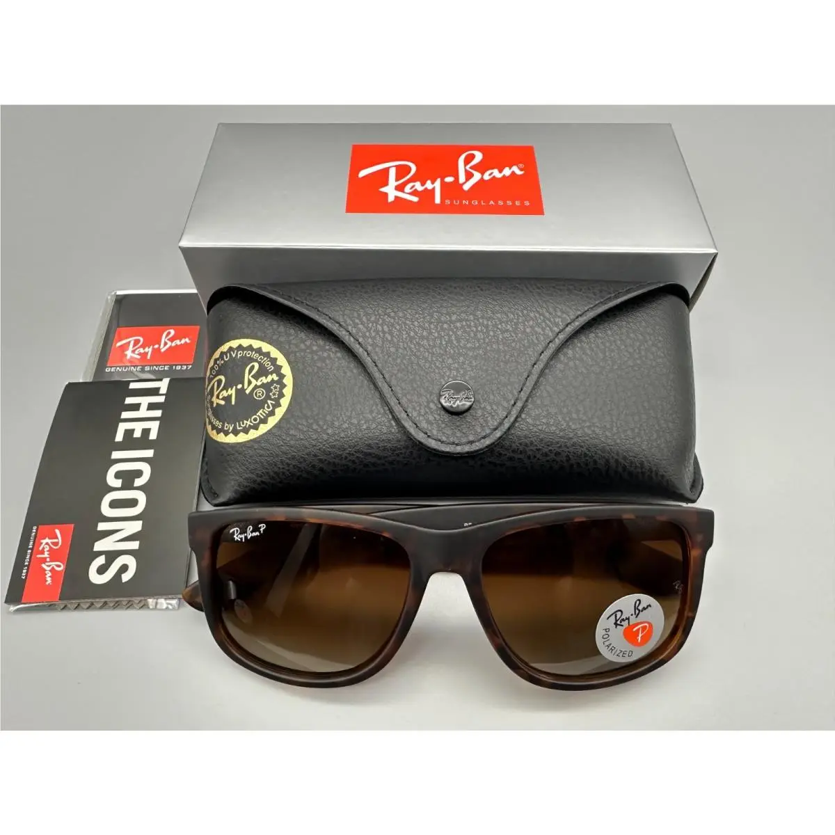 Ray-ban Justin Brown Polarized Sunglasses Matte Tortoise RB4165 865/T5 by Ray-Ban