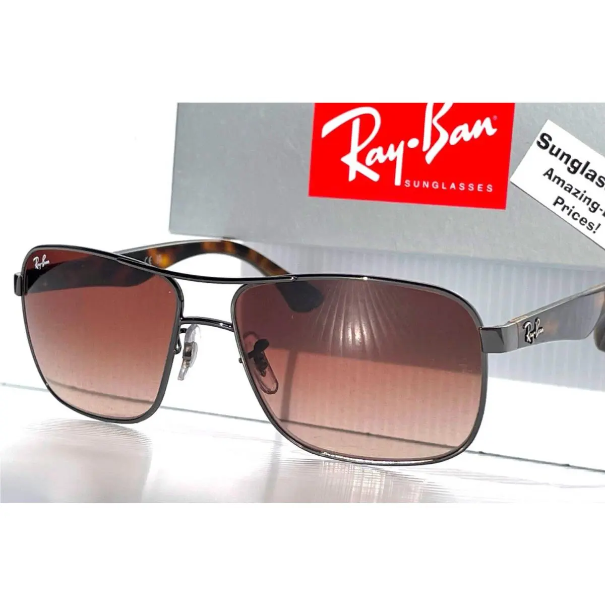 Ray Ban Gunmetal Tortoise UV Protection Bronze Gradient Sunglass RB3516 004/13 by Ray-Ban