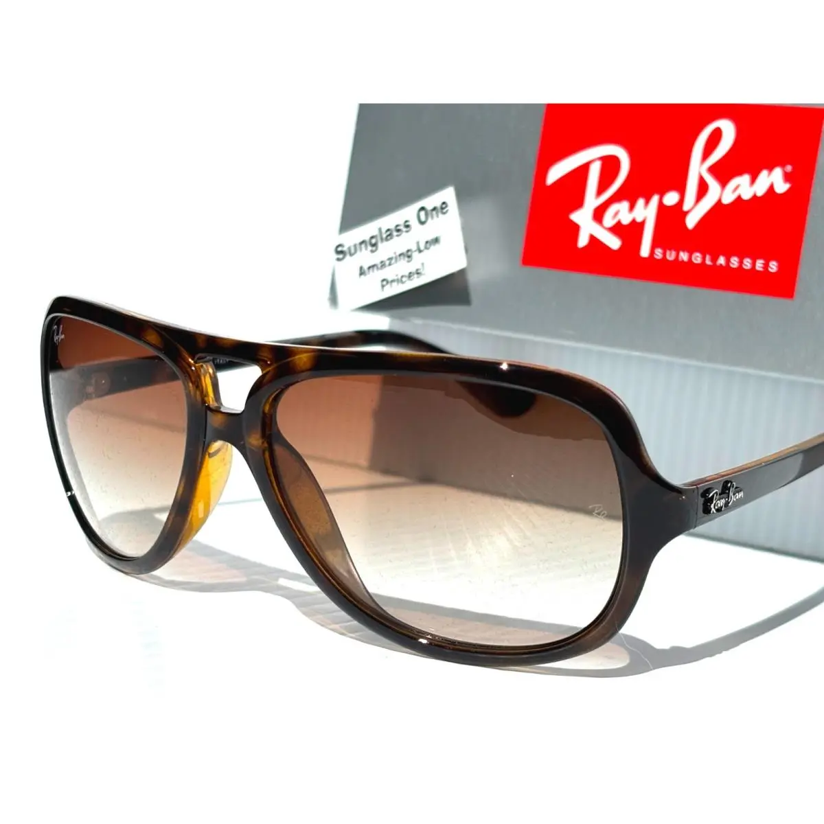 Ray Ban Light Havana Brown Gradient Clear Brown Lens Sunglass RB4162 710/51 by Ray-Ban