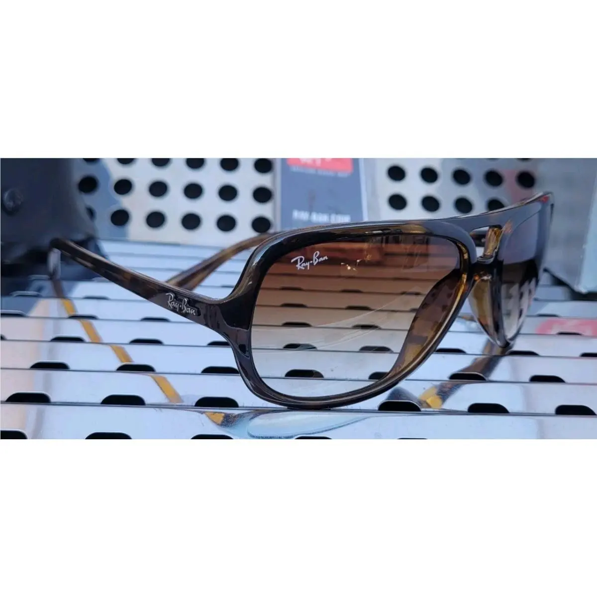 Ray Ban RB4162 Aviator Sunglasses Light Havana w/59mm Clear Gradient Brown