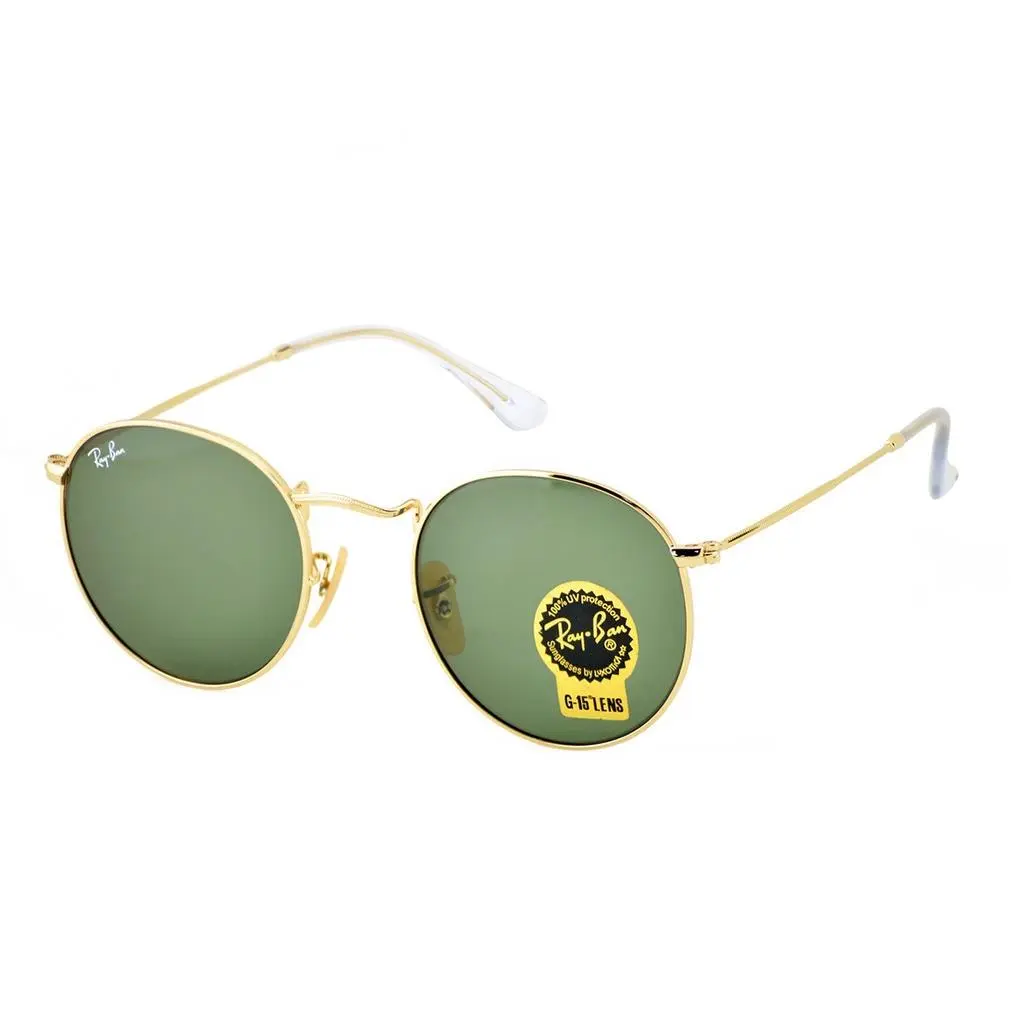 Ray-ban Sunglasses RB3447 Round Metal Gold Frame Green Classic Lenses 50mm