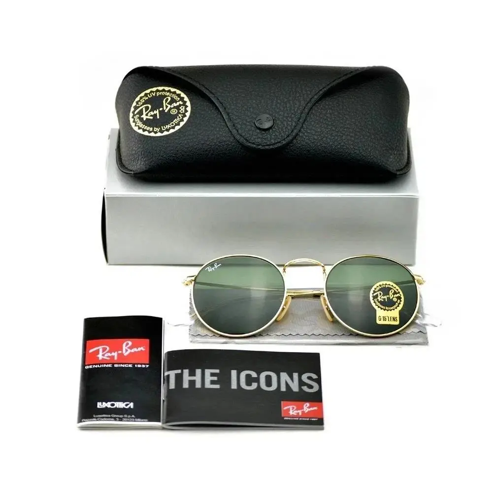 Ray-ban Sunglasses RB3447 Round Metal Gold Frame Green Classic Lens 50mm Unisex by Ray-Ban
