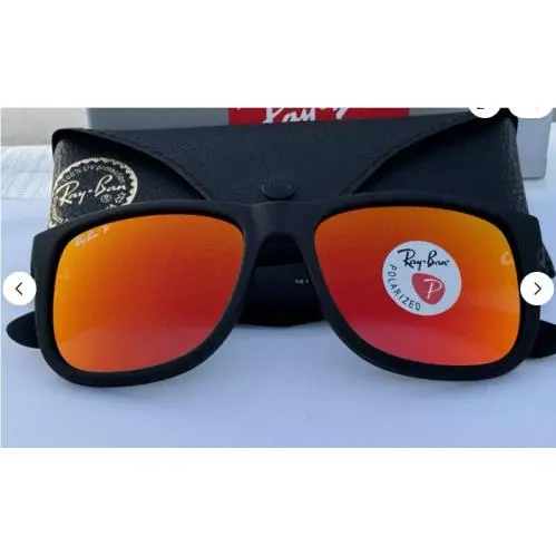 Ray Ban Justi Mix Matte Black/red Mirror 55 mm Sunglasses RB4165 Polarized