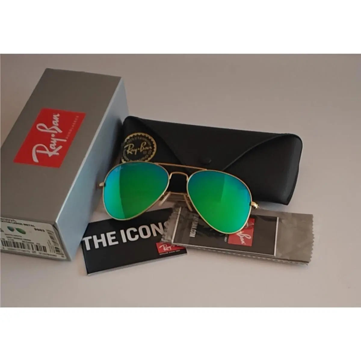Ray-ban RB3025 112/19 Aviator Classic Matt Gold Frame Green Mirror Sunglasses