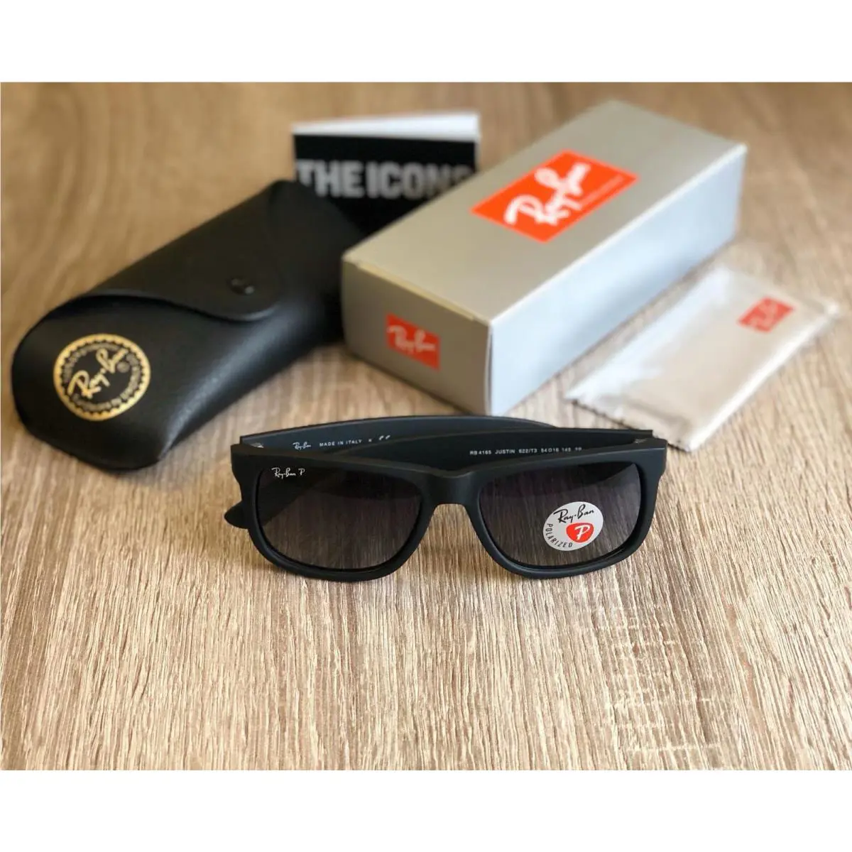 Ray-ban Justin RB4165 54MM Black Grey Gradient Polarized Sunglasses