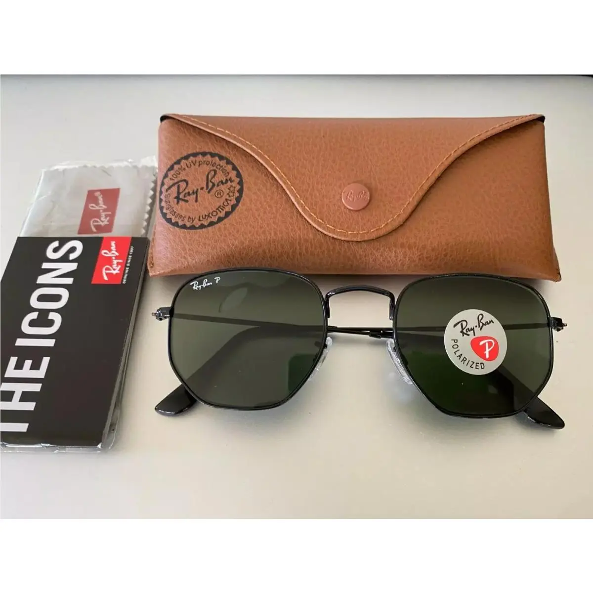 Ray Ban RB3548N 002 58 Black Hexagonal 51 mm Unisex Polarized Sunglasses