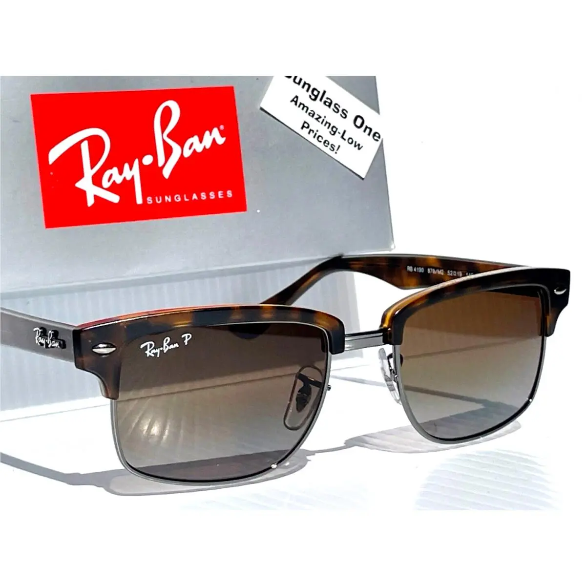 Ray Ban Clubmaster Demi Gloss Havana Polarized Brown Sunglass RB4190 878/M2