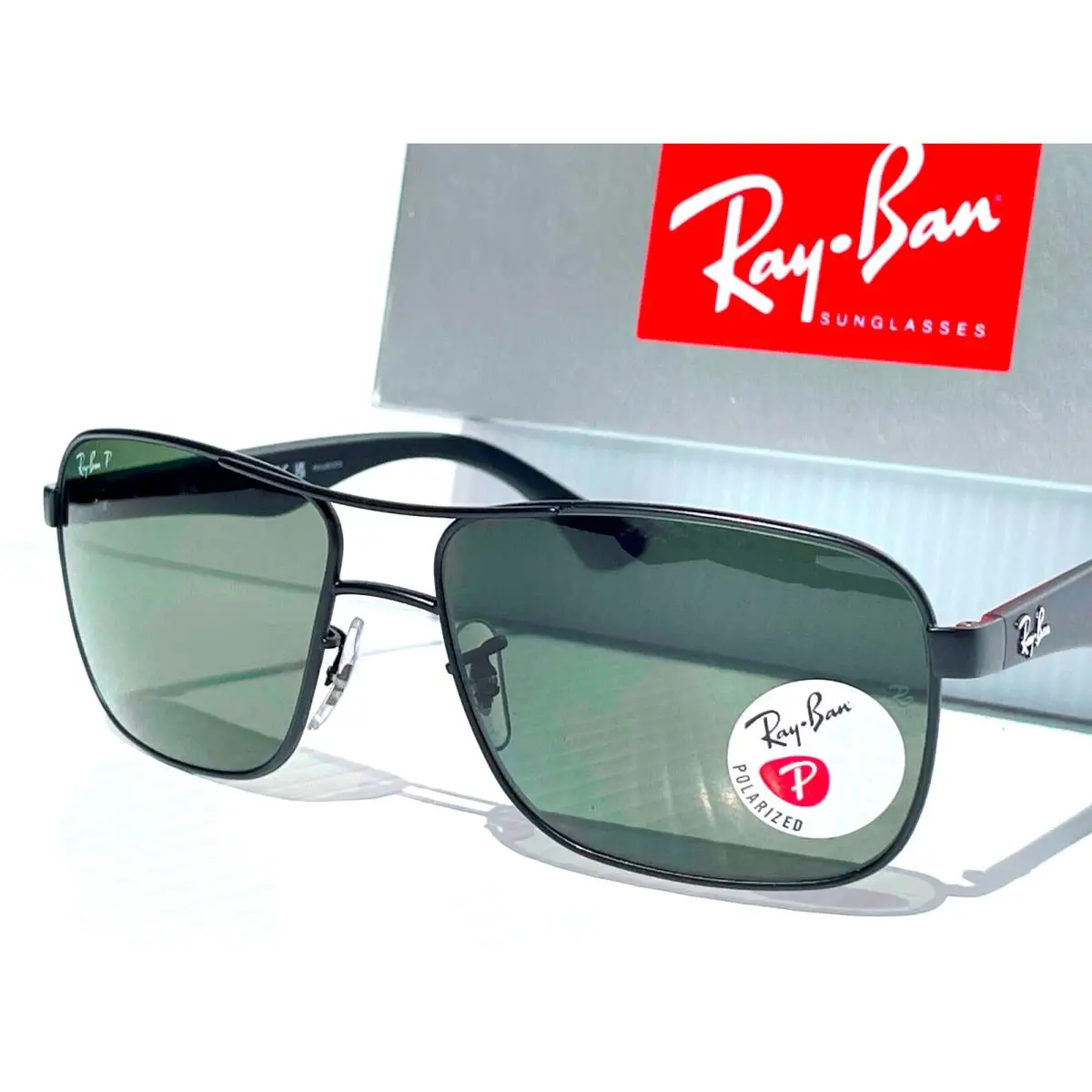 Ray Ban Matte Black Polarized Gray Green Lens Sunglass RB3516 006/9A by Ray-Ban