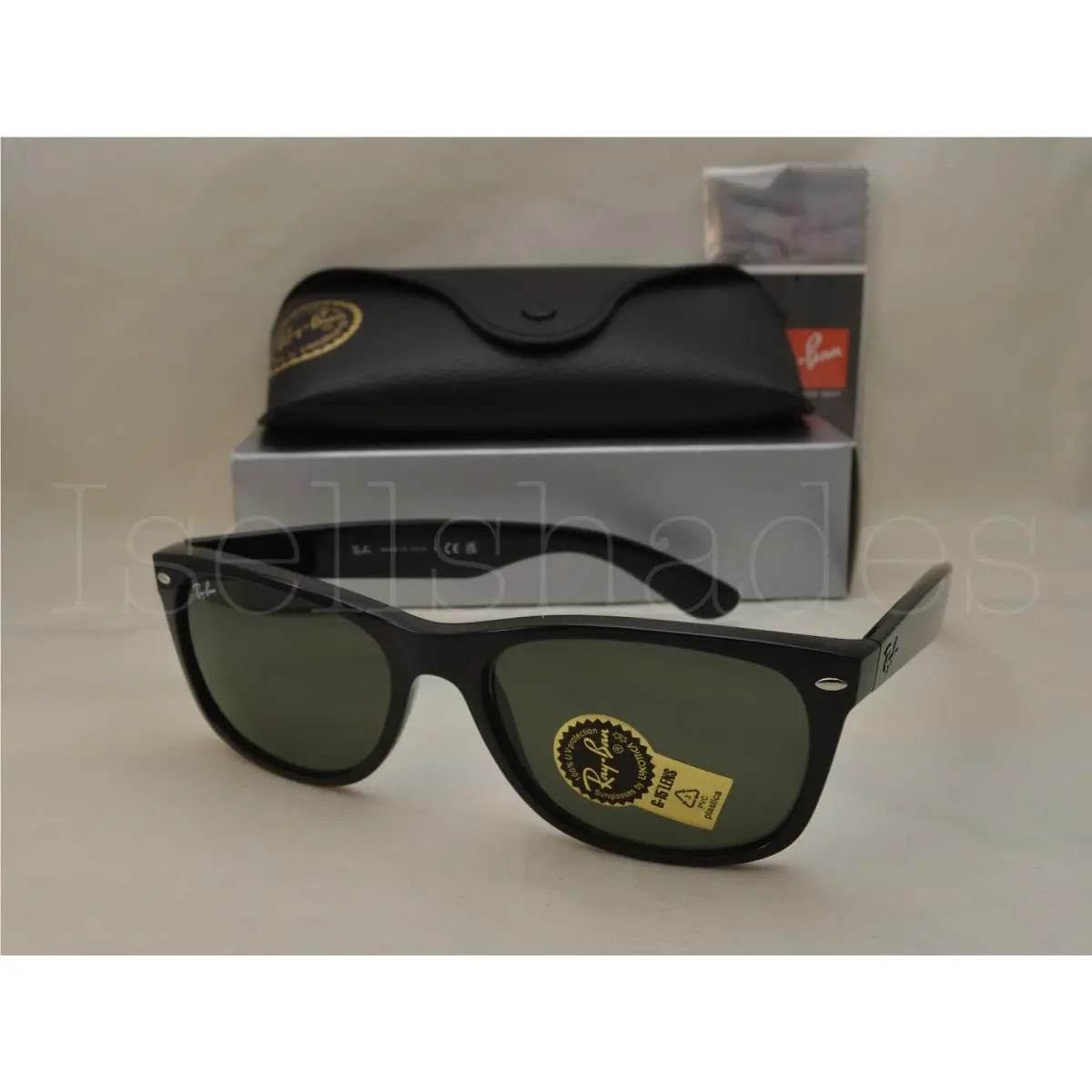 Ray-ban Ray Ban New Wayfarer Ray Ban Wayfarer RB2132-901 58 Black with Crystal Green Lens