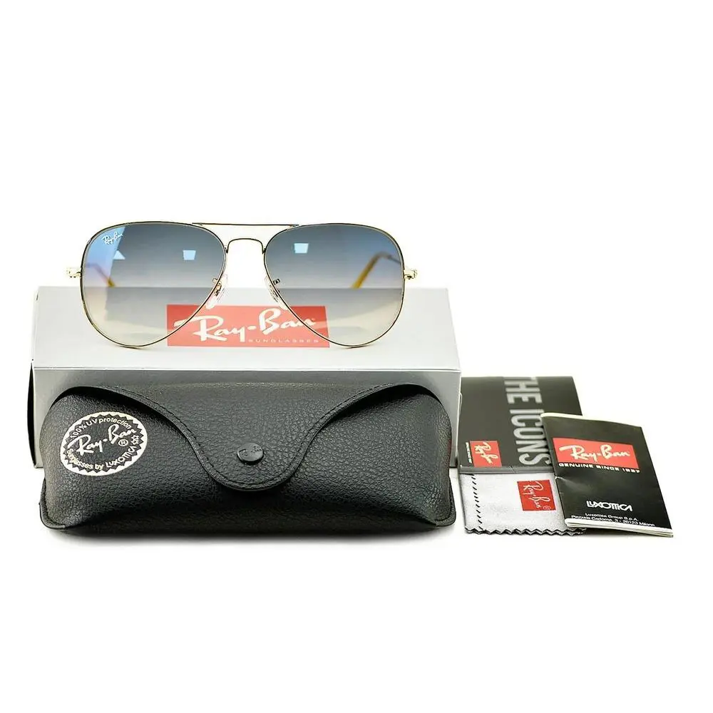 Ray-ban Sunglasses RB3025 Aviator Gradient Gold Frame Light Blue Lenses 58mm - Frame: Gold, Lens: Blue