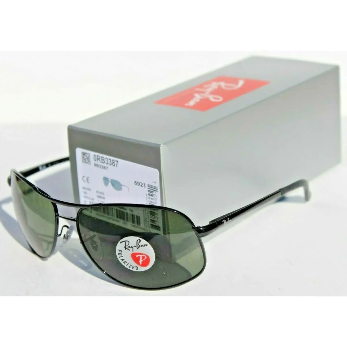 Ray-ban RB3387 Polarized Sunglasses 002/9A Black/green Gray Aviator by Ray-Ban