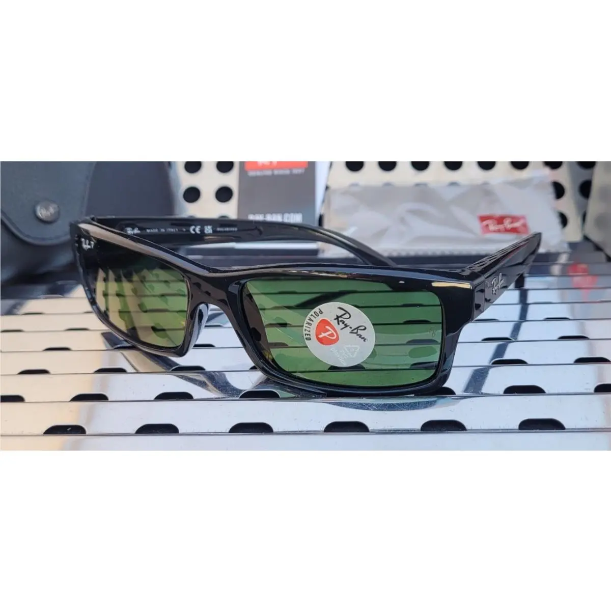 Ray Ban RB4151 601/2P Sunglasses Gloss Black w/ Dark Green G15 Polarized by Ray-Ban