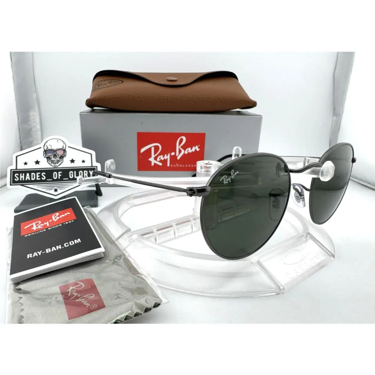 Ray-ban RB3447 029 Round Metal Matte Gunmetal W/ G-15 Green Sunglasses 50MM