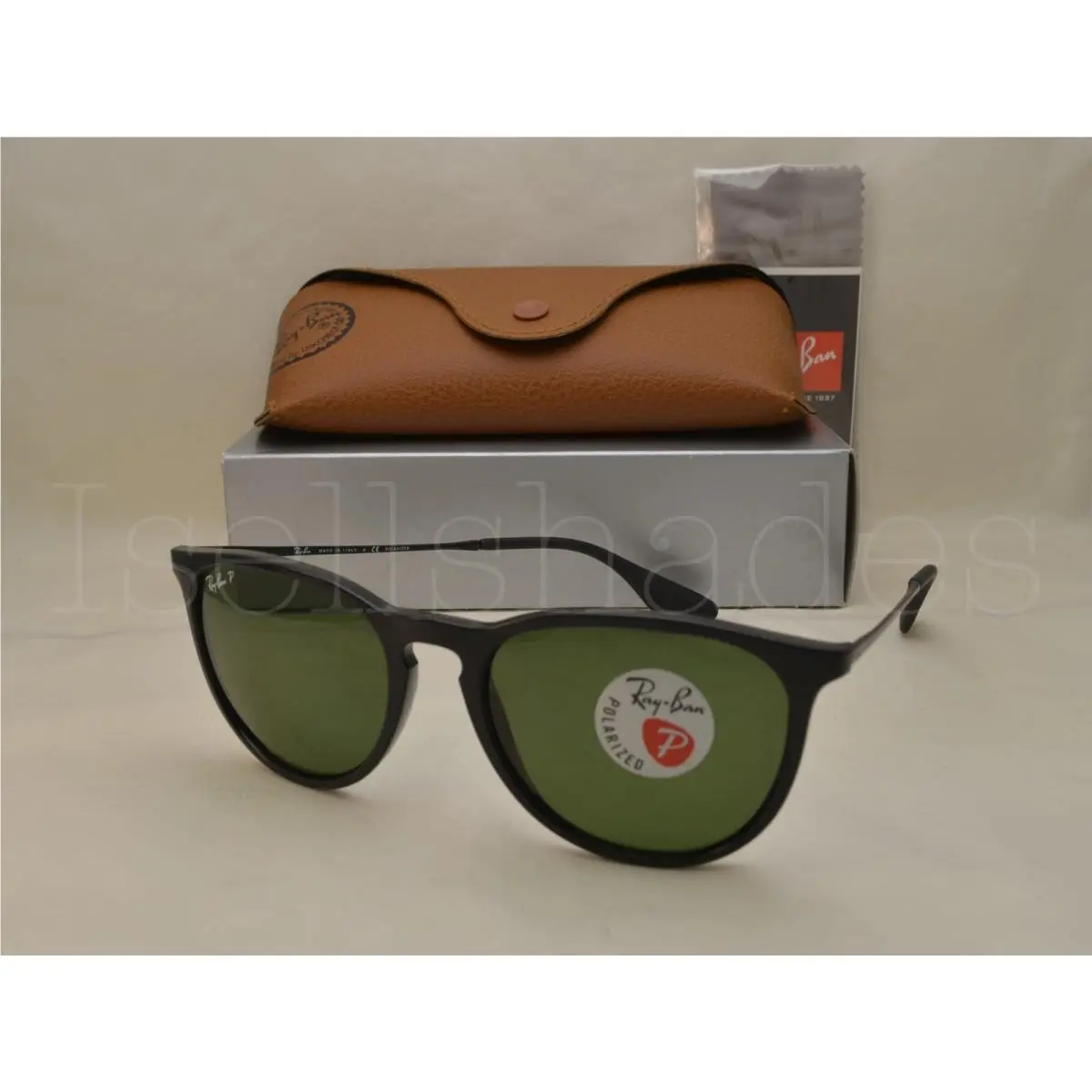 Ray Ban Erika RB4171-601/2P 54 Black with Green Polarized Lens by Ray-Ban