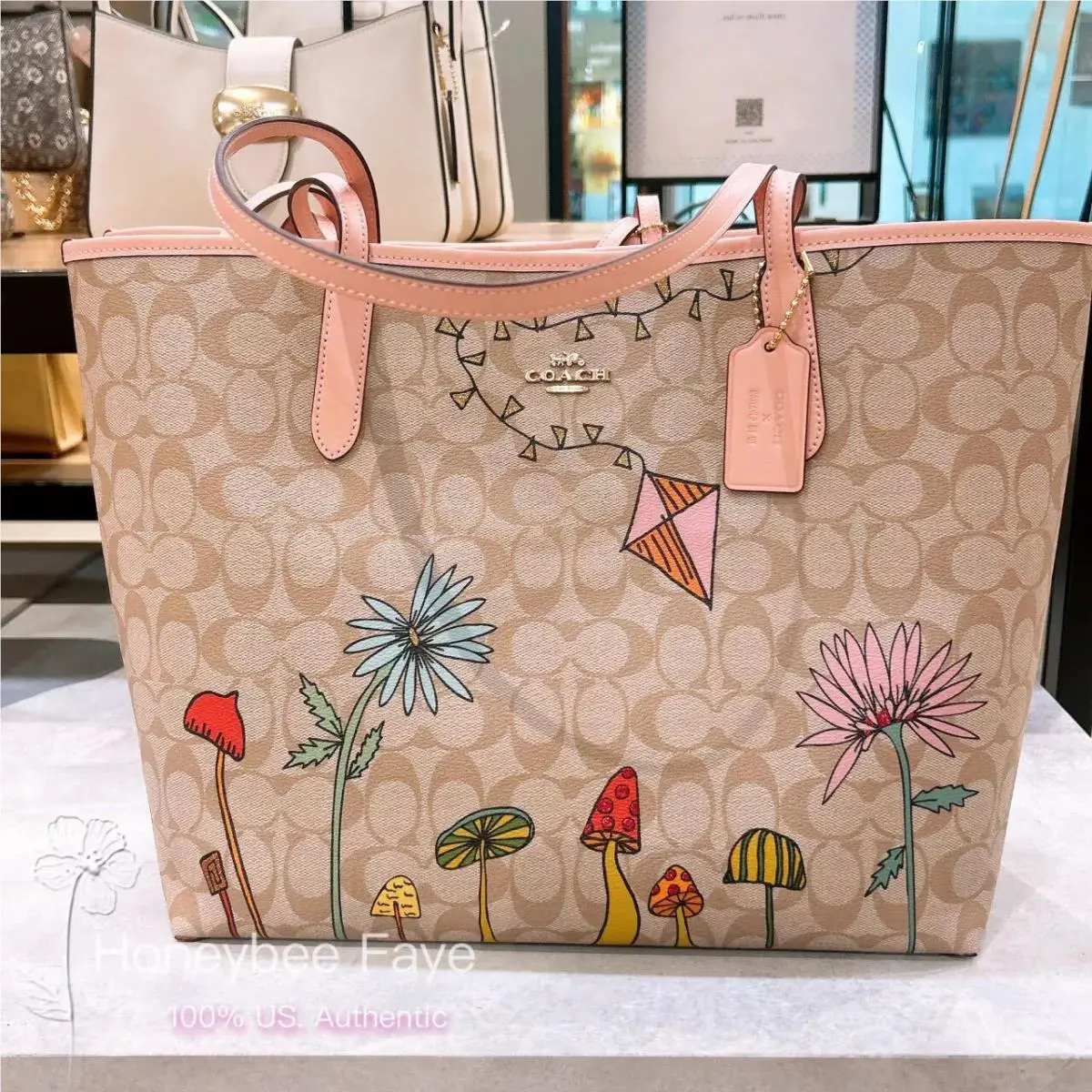 City Tote In Signature Canvas CP074/C7616/CR165/CP052/CP073 CU392 Gold/Light Khaki Multi by Coach
