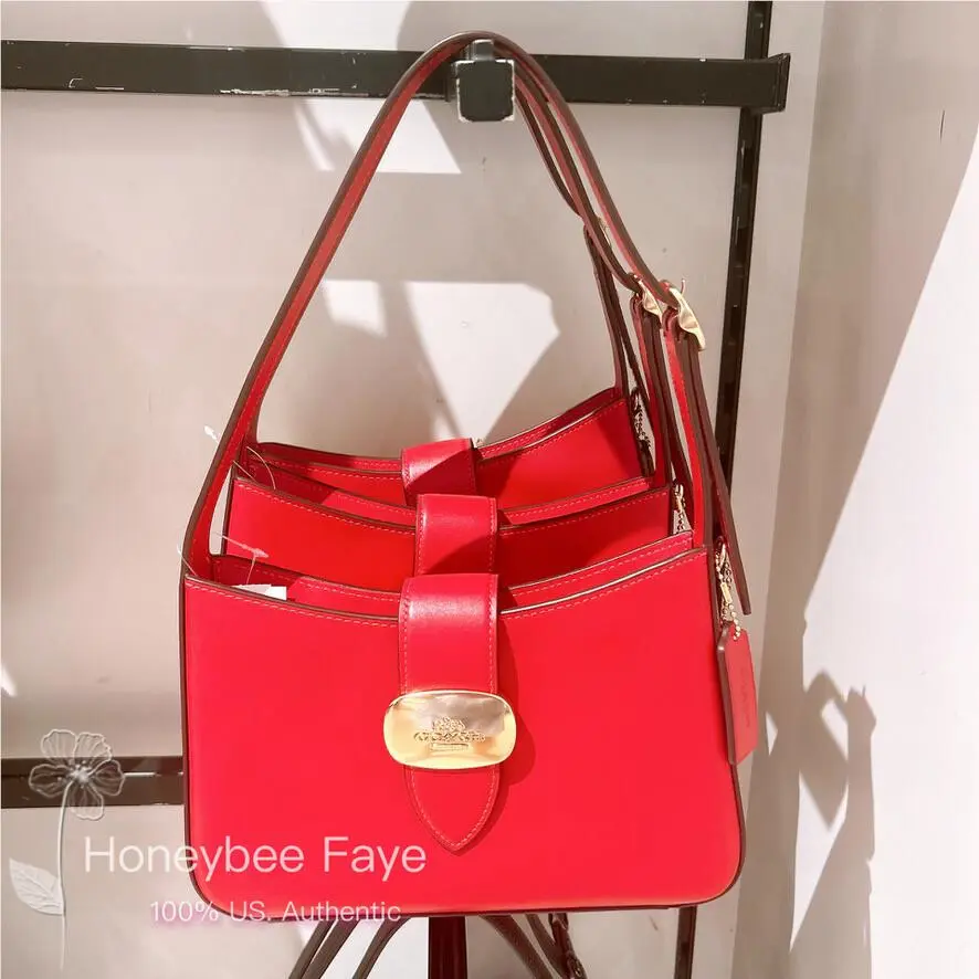 Eliza Shoulder Bag Camo/floral/ Signature Canvas/pink/tan/red CAA93 Gold/Bold Red by Coach