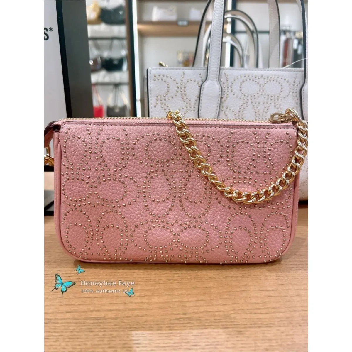 Nolita 19 with Signature Rivets CX262 Gold/Pink Petal by Coach
