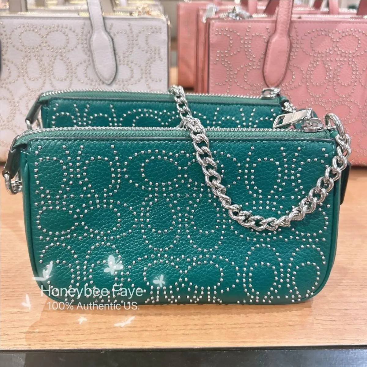 Nolita 19 with Signature Rivets CX262 Silver/Emerald Green by Coach
