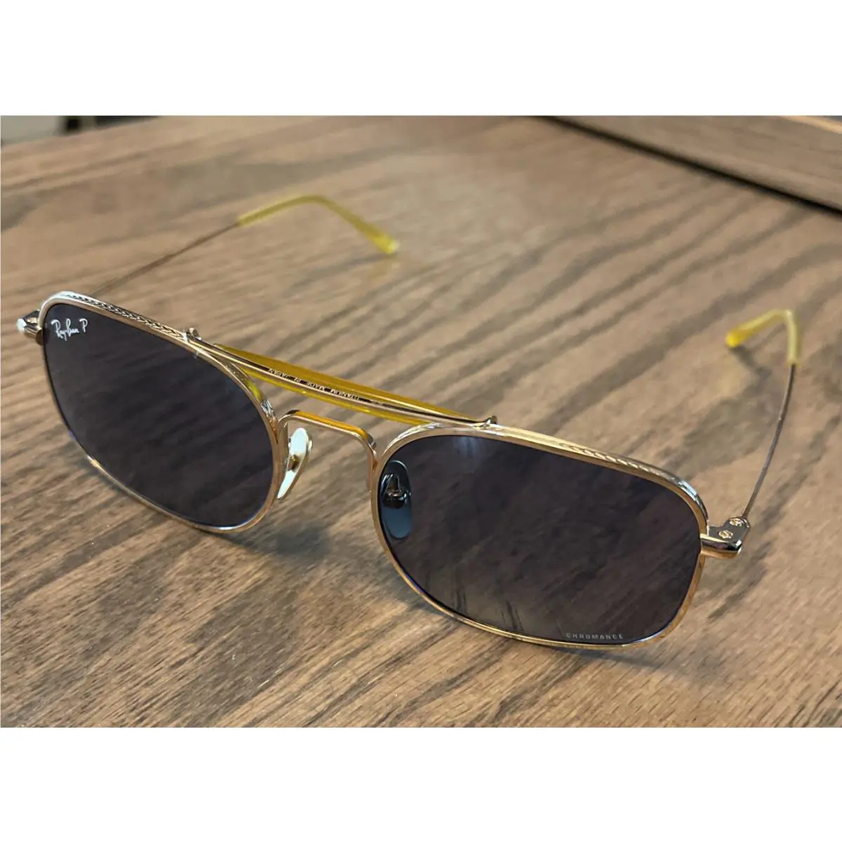Ray-ban Titanium Chromance RB8062 Sunglasses Arista Gold w/ Polarized Blue
