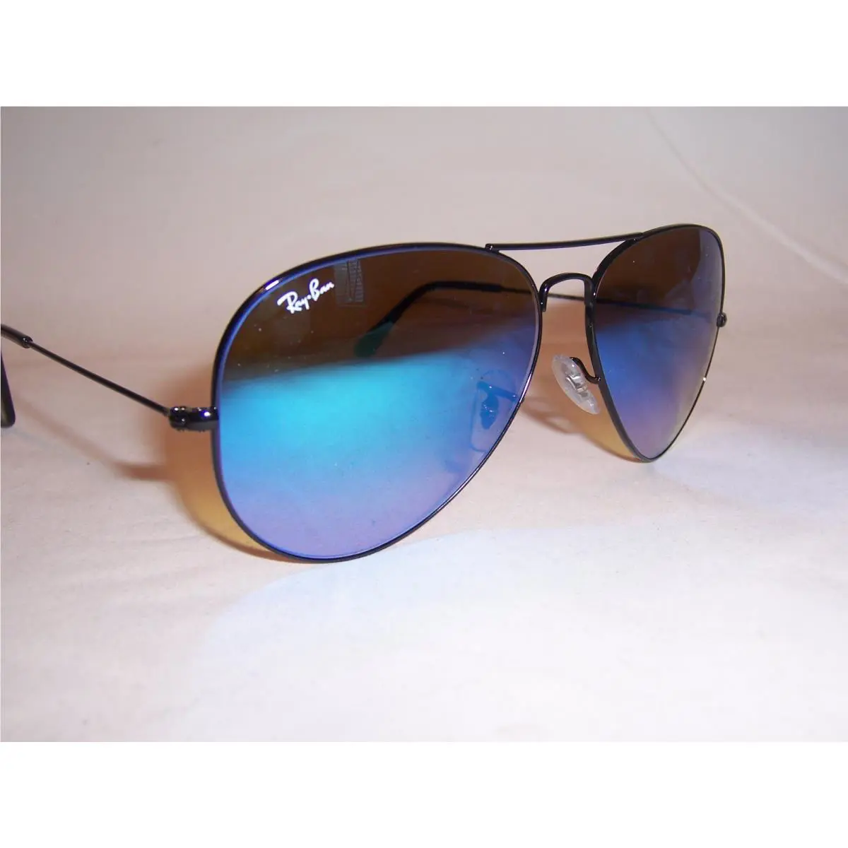 Ray Ban Aviator Sunglasses 3025 002/4O Black/blue Mirror 62MM