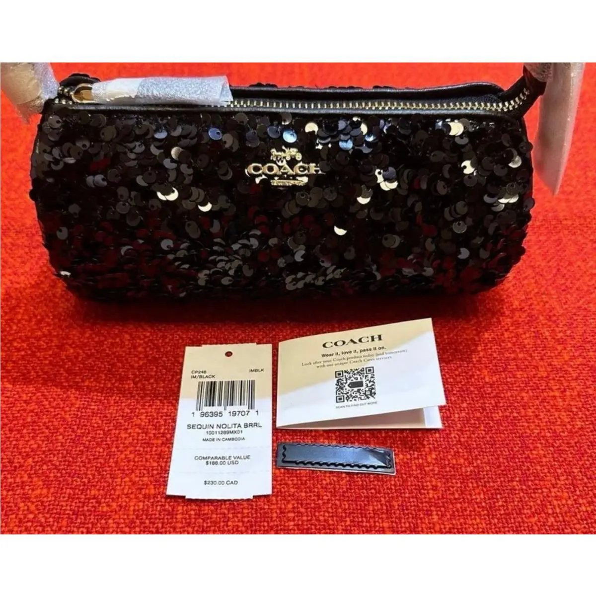 Nolita Barrel Bag Camo/ Creature/ Cherry Print CX208/CW398/CP248/CR371 CP248 Gold/Black by Coach