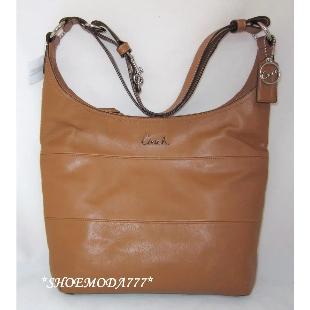 Coach Leather Pieced Duffle Shoulder Bag Hobo Purse Tuberose Saddle 17116