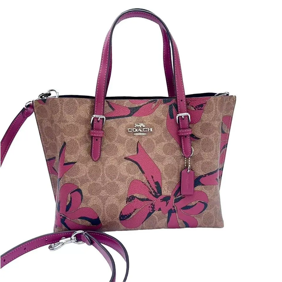 Coach Mollie Tote Bag 25 In Signature Canvas with Bow Print CZ767