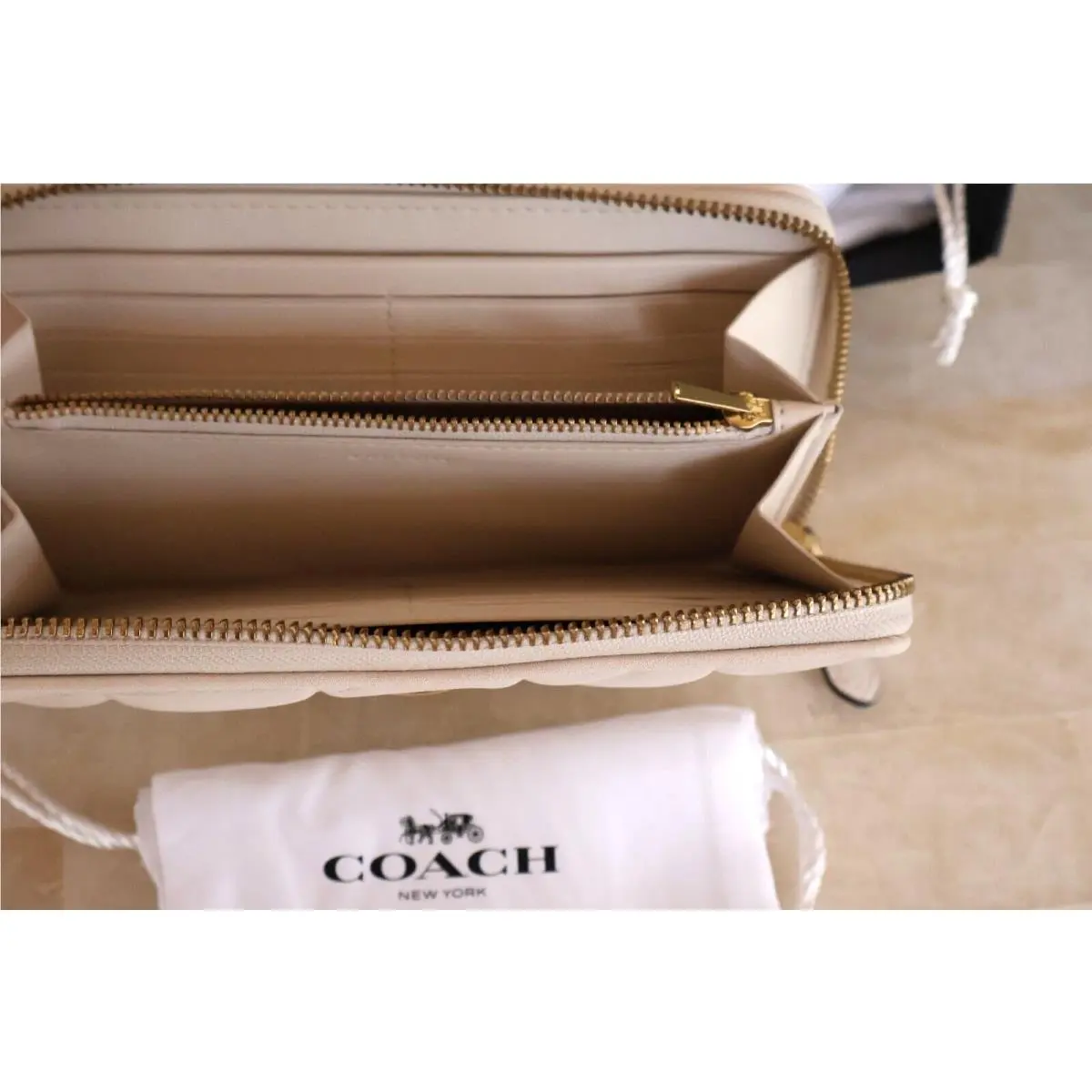 Coach  bag  - COACH Madison Pillow Top C8560 (Largest size in this bag Medium) - Handle/Strap: Brass with Woven Leather Chain Shoulder/crossbody/handbag, Hardware: Brass, Exterior: Chalk