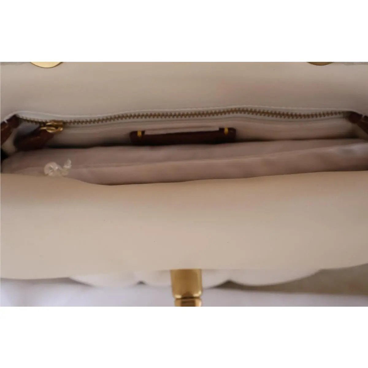 Coach  bag  - COACH Madison Pillow Top C8560 (Largest size in this bag Medium) - Handle/Strap: Brass with Woven Leather Chain Shoulder/crossbody/handbag, Hardware: Brass, Exterior: Chalk