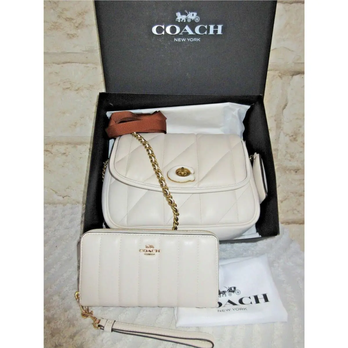 Madison Shoulder Bag Pillow Quilting Chalk Med Set 0r Wallet Options Purse + WRISTLET Madison Pillow Leather Shoulder by Coach