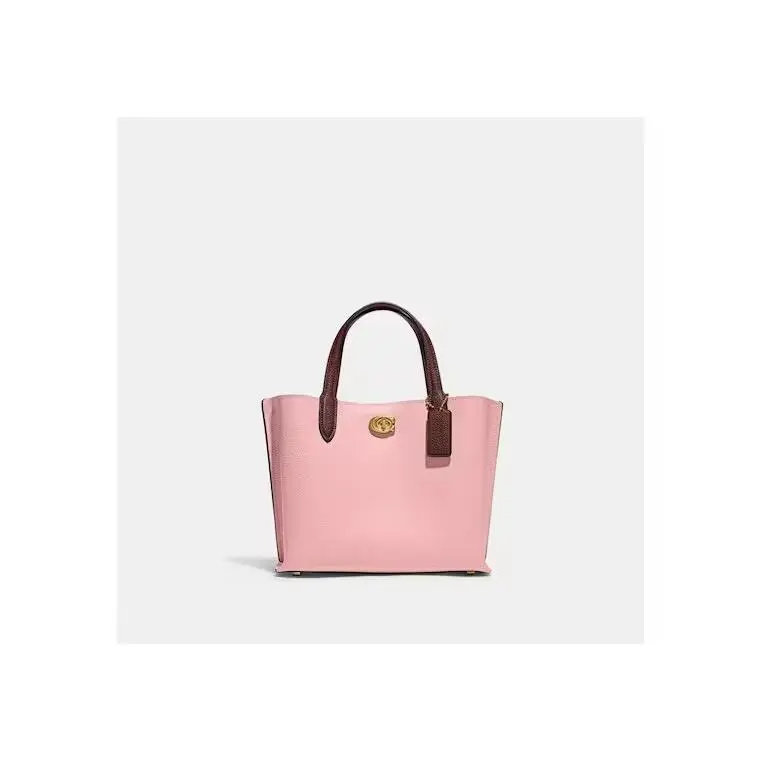 Coach  bag  - Willow Tote Colorblock - Willow Tote Colorblock - Bright Green/Navy Colorblock, Handle/Strap: Burgundy or Navy, Hardware: Gold