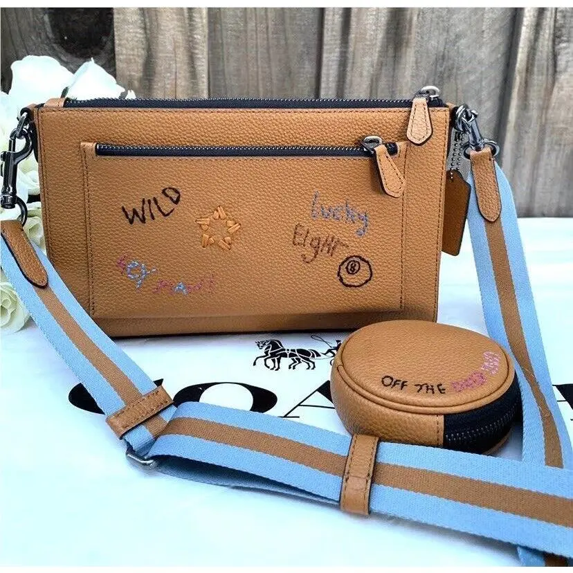 Holden Crossbody with Disney/rainbow/camo/checkerboard Print C8290/embroidery/penny multi by Coach