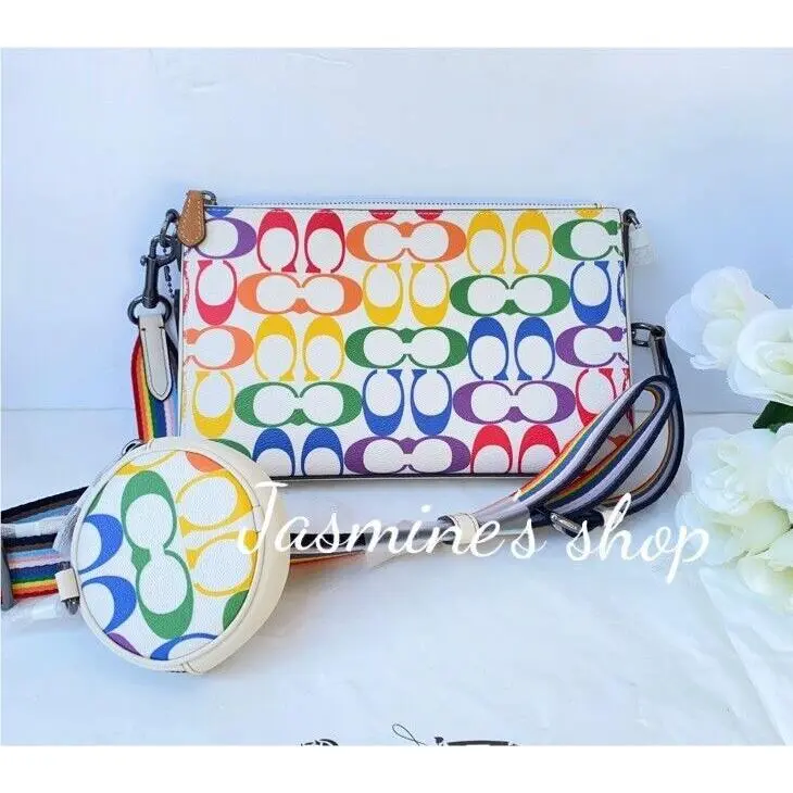 Holden Crossbody with Disney/rainbow/camo/checkerboard Print cj673/rainbow/chalk multi by Coach