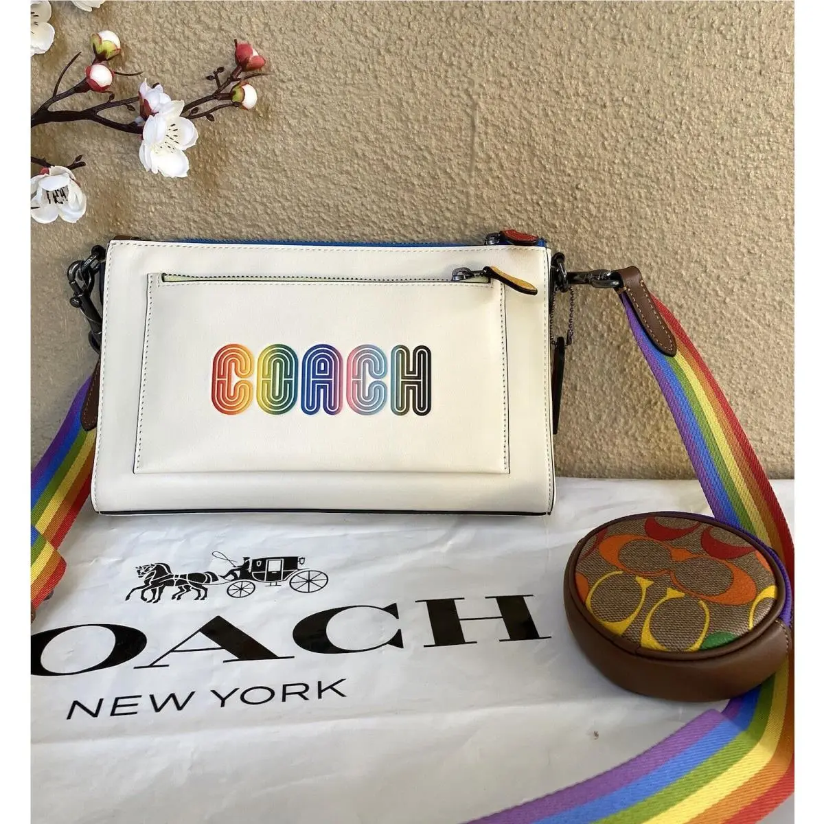 Holden Crossbody with Disney/rainbow/camo/checkerboard Print c9854/rainbow/chalk multi by Coach