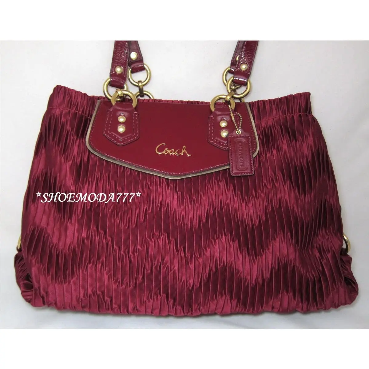 Coach Ashley Gathered Satin Carryall Satchel Tote Purse Bag 20050