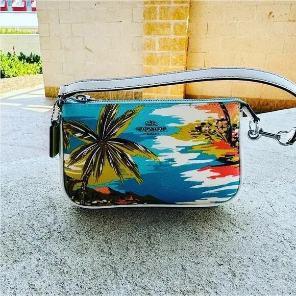 Tote 38 Hawaiian Print Canvas Smooth Leather Crossbody Shoulder Wallet by Coach